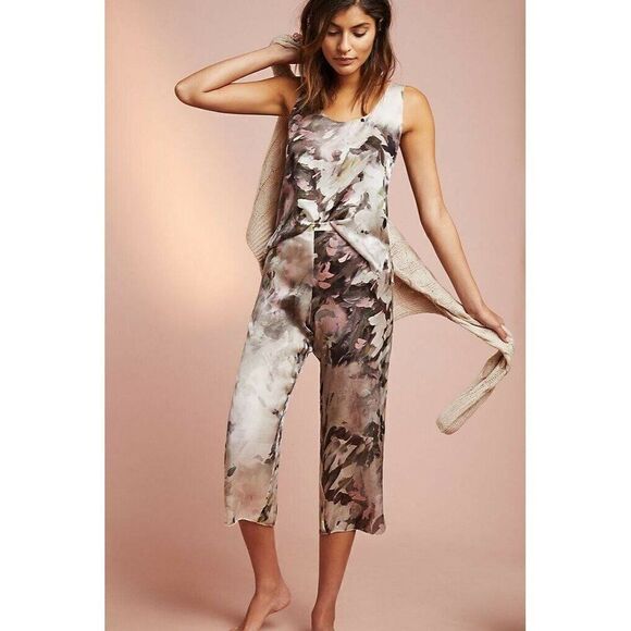 NEW ANTHROPOLOGIE SAMANTHA CHANG BRUSHSTROKE SILK SLEEP PANTS - Picture 5 of 5